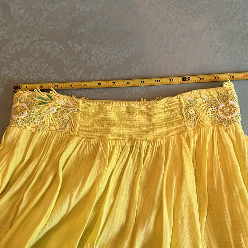 Anthropologie Floreat yellow stellina flower skirt (H) - Picture 10 of 11